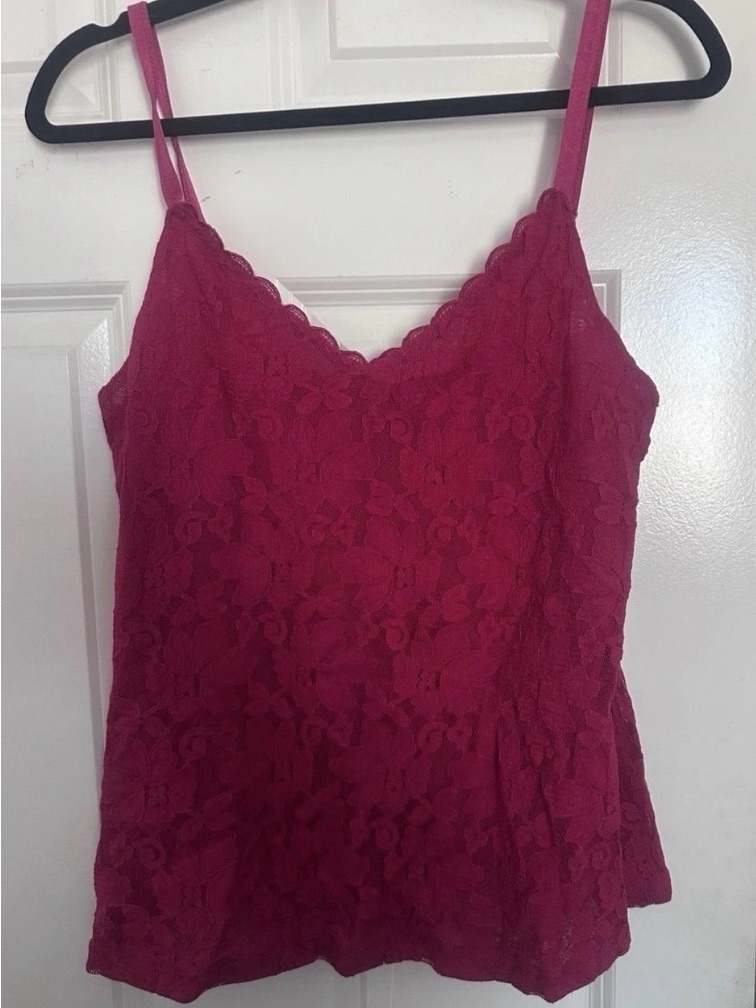 Avenue Pink Lace Camisole Tank Top Adjustable Strap Plus Size 14/16 Nylon